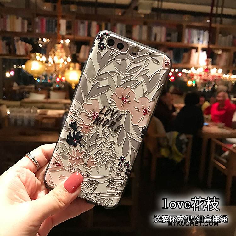 Kuori Huawei P10 Plus Tuki Punainen Musta, Kotelo Huawei P10 Plus Monivärinen Kukka Pesty Suede