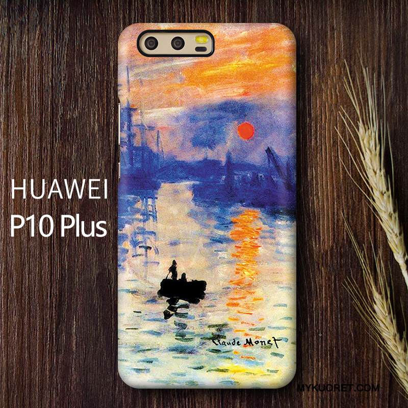 Kuori Huawei P10 Plus Vuosikerta Öljyvärimaalaus Pesty Suede, Kotelo Huawei P10 Plus Monivärinen Kova Murtumaton