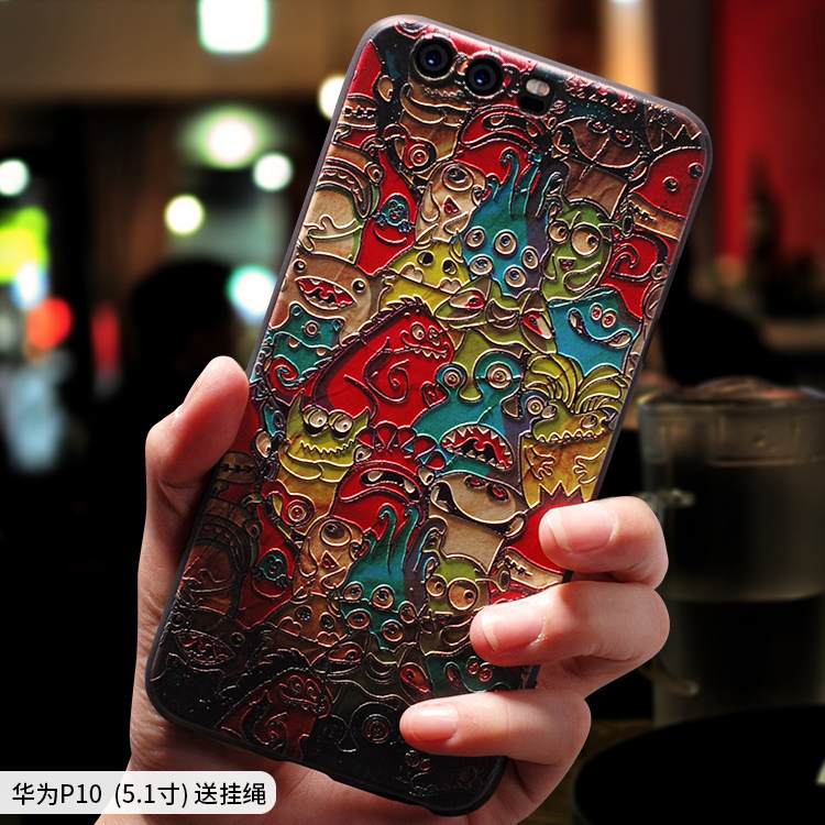 Kuori Huawei P10 Sarjakuva Persoonallisuus Ihana, Kotelo Huawei P10 Laukut Trendi Pesty Suede