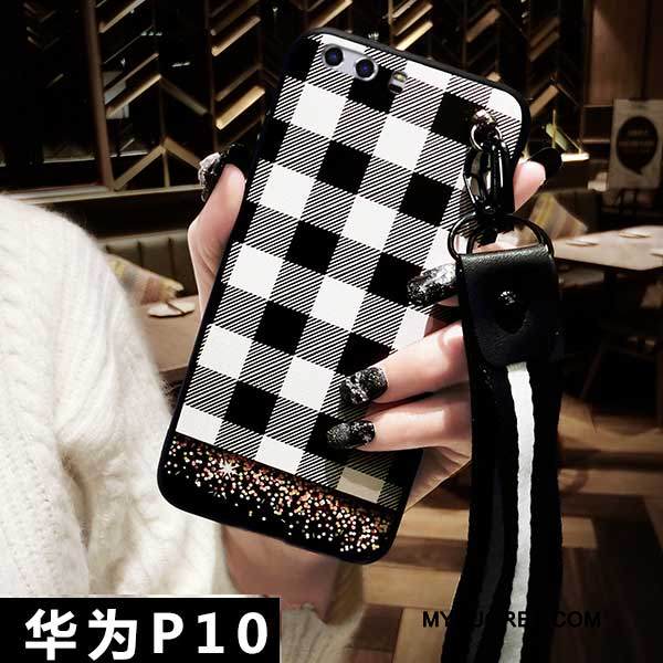 Kuori Huawei P10 Silikoni Net Red Puhelimen Kuoret, Kotelo Huawei P10 Laukut Murtumaton Musta