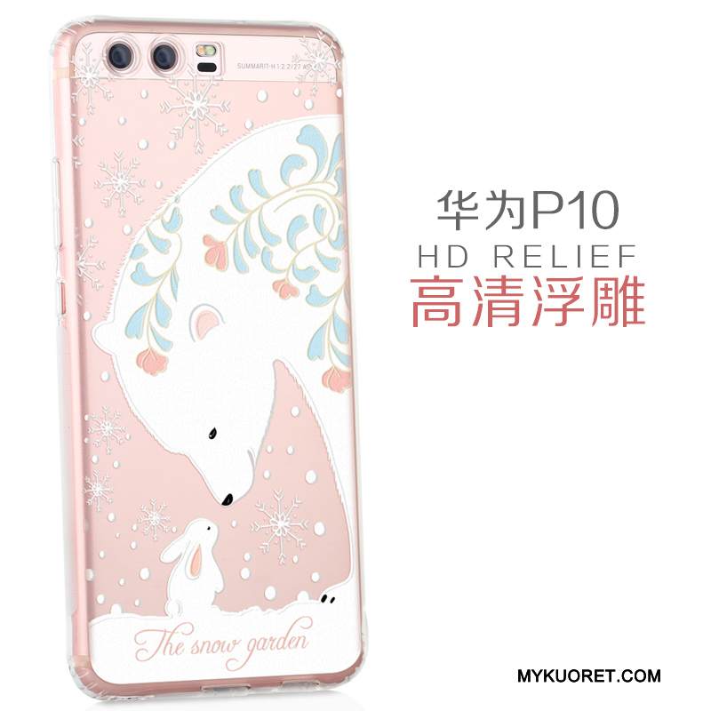 Kuori Huawei P10 Silikoni Puhelimen Kuoret Läpinäkyvä, Kotelo Huawei P10 Sarjakuva Jauhe Ultra