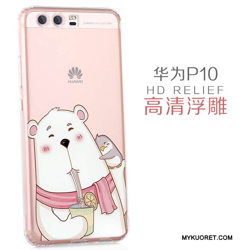 Kuori Huawei P10 Silikoni Puhelimen Kuoret Läpinäkyvä, Kotelo Huawei P10 Sarjakuva Jauhe Ultra