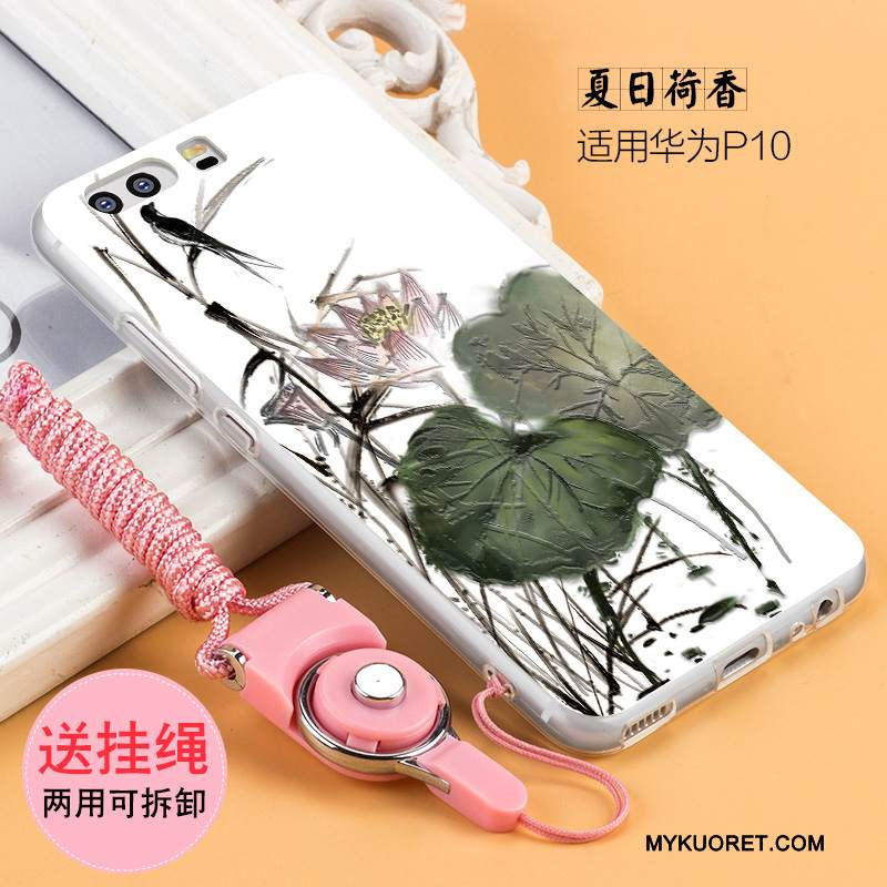 Kuori Huawei P10 Silikoni Ripustettavat Koristeet Puhelimen Kuoret, Kotelo Huawei P10 Luova Valkoinen Persoonallisuus