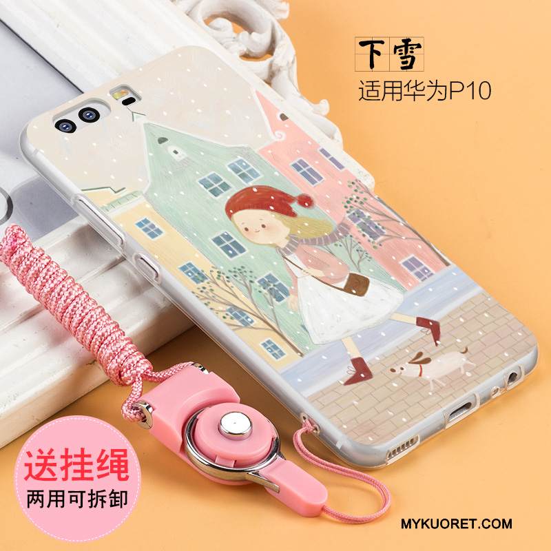 Kuori Huawei P10 Silikoni Ripustettavat Koristeet Puhelimen Kuoret, Kotelo Huawei P10 Luova Valkoinen Persoonallisuus