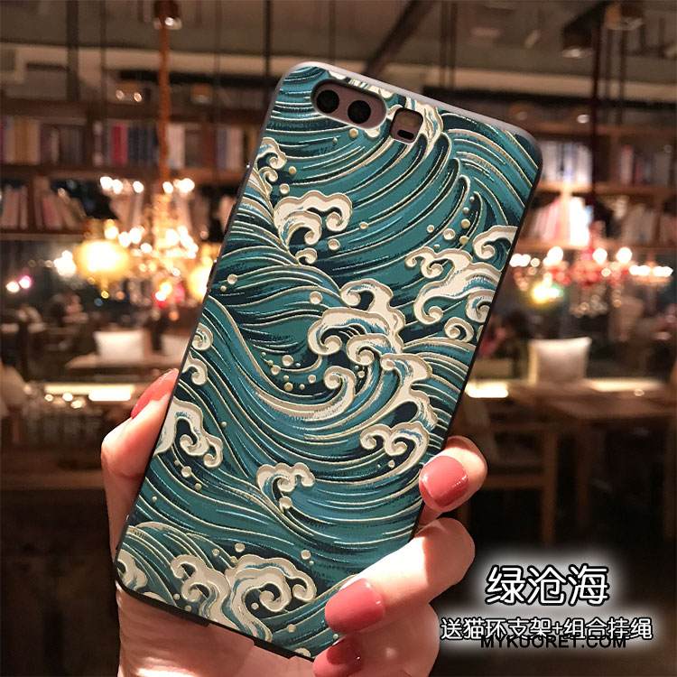 Kuori Huawei P10 Silikoni Sininen Puhelimen Kuoret, Kotelo Huawei P10 Trendi Tuuli