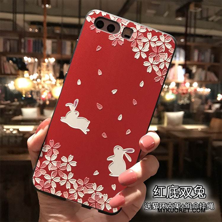 Kuori Huawei P10 Silikoni Trendi Puhelimen Kuoret, Kotelo Huawei P10 Ripustettavat Koristeet Punainen