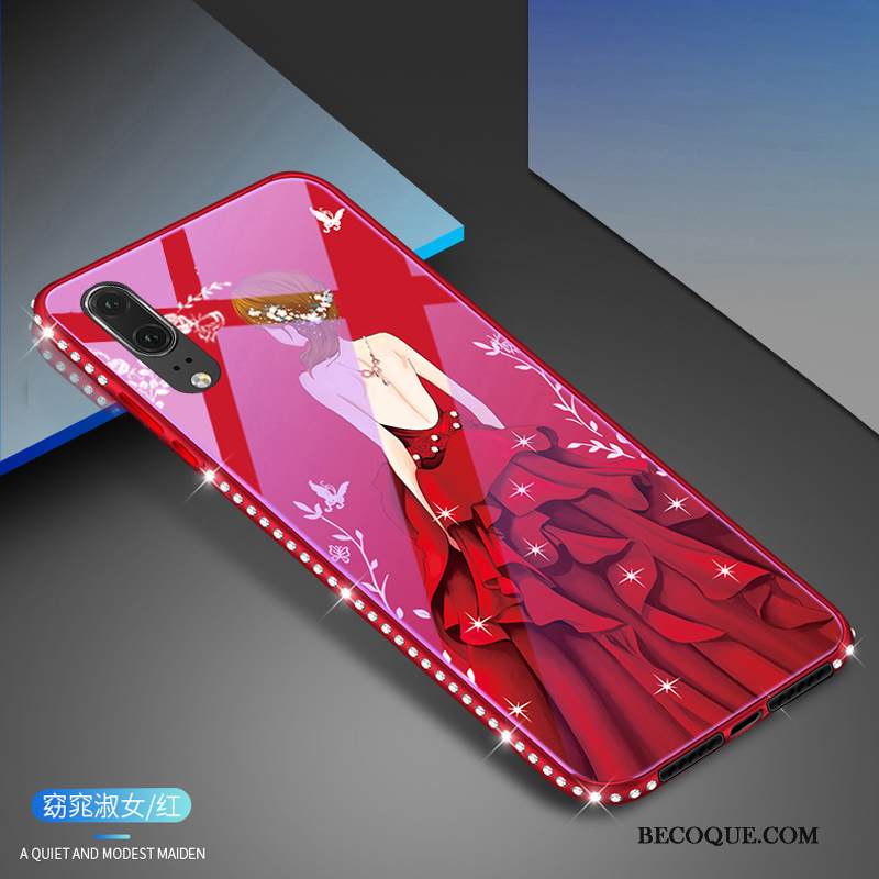 Kuori Huawei P20 Laukut Valkoinen Kehys, Kotelo Huawei P20 Suojaus Trendi Murtumaton