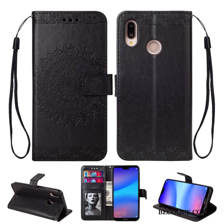 Kuori Huawei P20 Lite Laukut Murtumaton Ohut, Kotelo Huawei P20 Lite Nahka Vihreä Puhelimen Kuoret