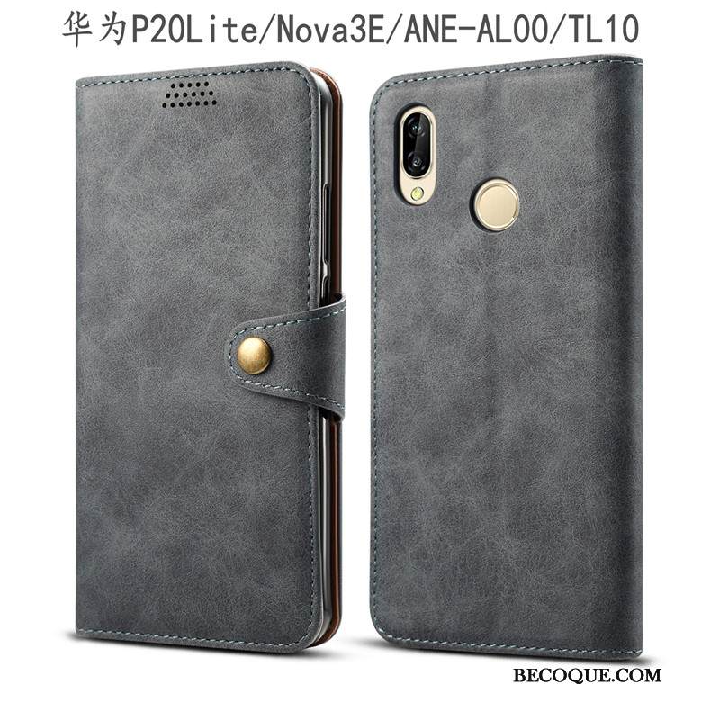 Kuori Huawei P20 Lite Suojaus Murtumaton Puhelimen Kuoret, Kotelo Huawei P20 Lite Nahka Nuoret Harmaa