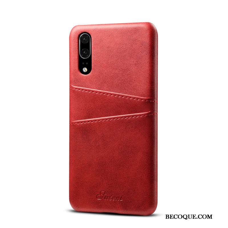 Kuori Huawei P20 Nahka Murtumaton Liiketoiminta, Kotelo Huawei P20 Suojaus Trendi Khaki