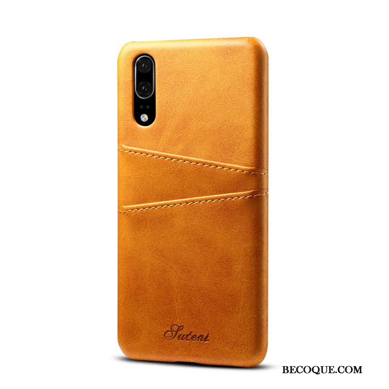 Kuori Huawei P20 Nahka Murtumaton Liiketoiminta, Kotelo Huawei P20 Suojaus Trendi Khaki
