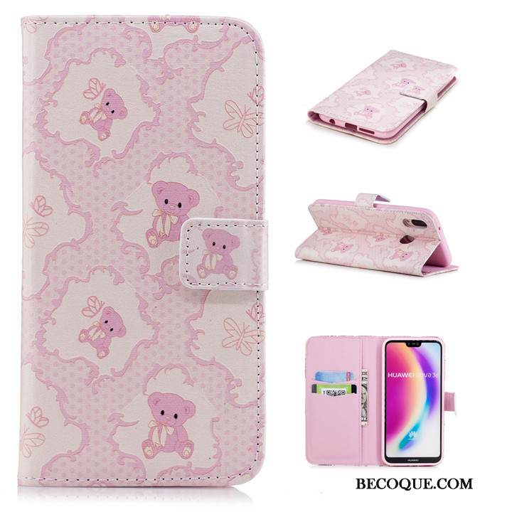 Kuori Huawei P20 Nahka Puhelimen Kuoret Punainen, Kotelo Huawei P20 Sarjakuva Murtumaton