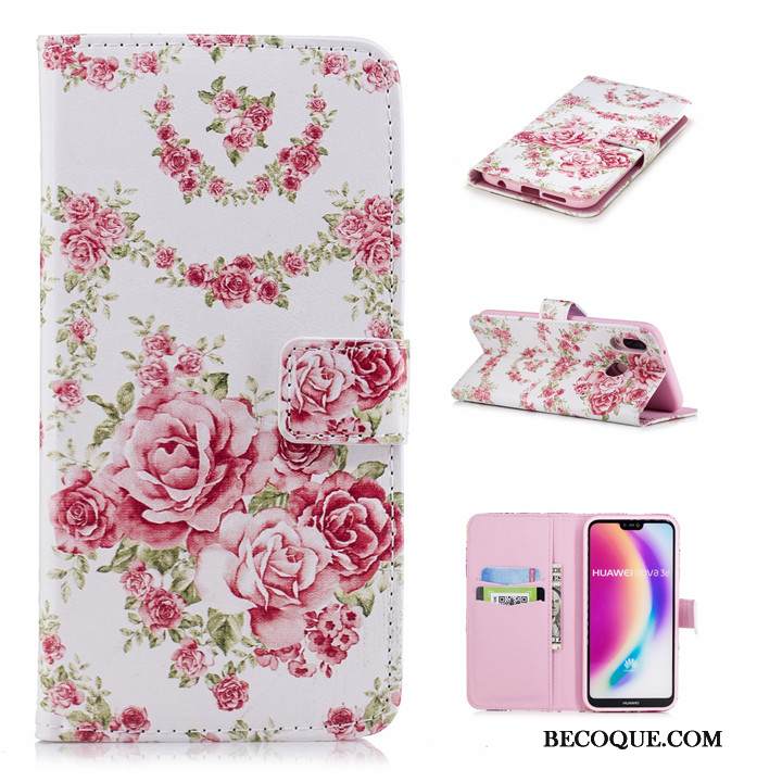 Kuori Huawei P20 Nahka Puhelimen Kuoret Punainen, Kotelo Huawei P20 Sarjakuva Murtumaton