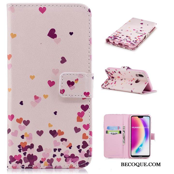 Kuori Huawei P20 Nahka Puhelimen Kuoret Punainen, Kotelo Huawei P20 Sarjakuva Murtumaton