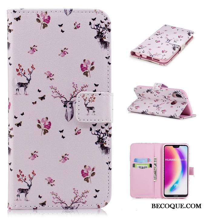 Kuori Huawei P20 Nahka Puhelimen Kuoret Punainen, Kotelo Huawei P20 Sarjakuva Murtumaton