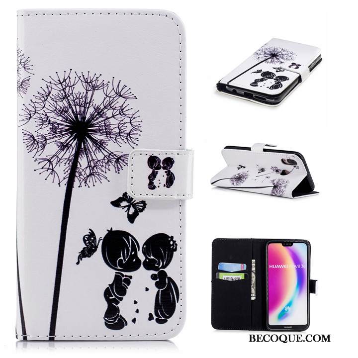 Kuori Huawei P20 Nahka Puhelimen Kuoret Punainen, Kotelo Huawei P20 Sarjakuva Murtumaton