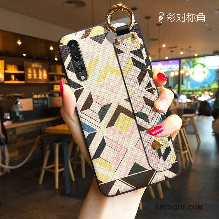 Kuori Huawei P20 Pro Sarjakuva Vihreä Kukkakuvio, Kotelo Huawei P20 Pro Tuki Puhelimen Kuoret