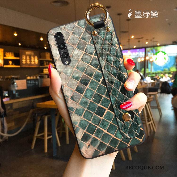 Kuori Huawei P20 Pro Sarjakuva Vihreä Kukkakuvio, Kotelo Huawei P20 Pro Tuki Puhelimen Kuoret