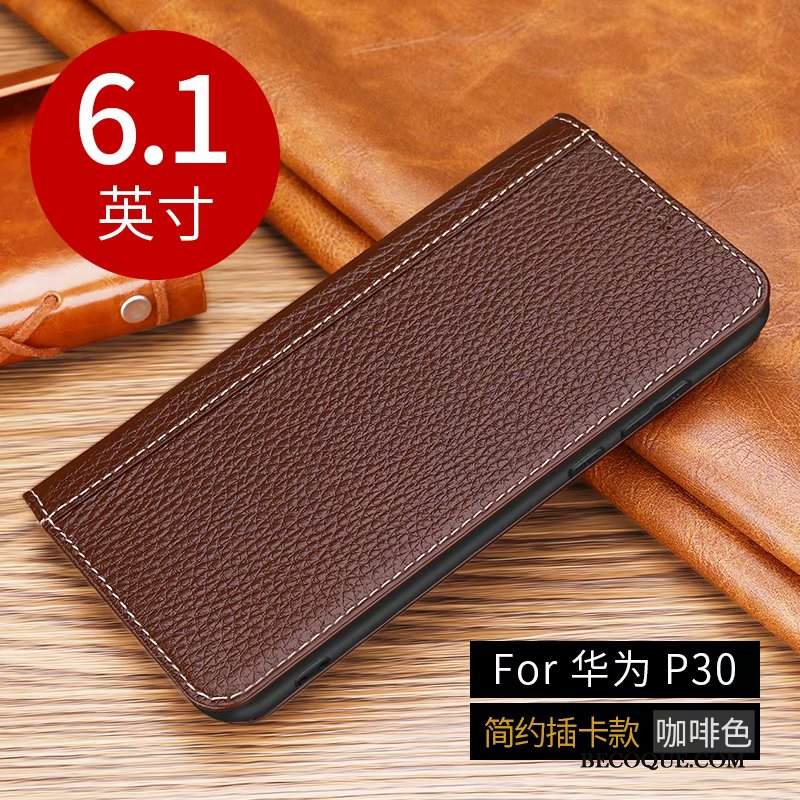 Kuori Huawei P30 Kuoret Murtumaton Puhelimen Kuoret, Kotelo Huawei P30 Nahka Tyylikäs Liiketoiminta