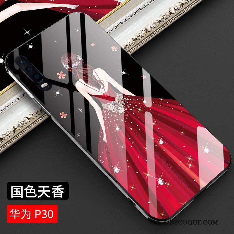 Kuori Huawei P30 Laukut Tide-brändi Persoonallisuus, Kotelo Huawei P30 Suojaus Lasi Violetti