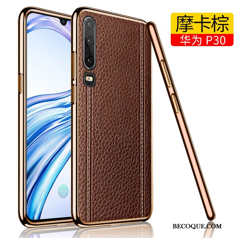 Kuori Huawei P30 Laukut Ultra Murtumaton, Kotelo Huawei P30 Nahka Musta Ohut