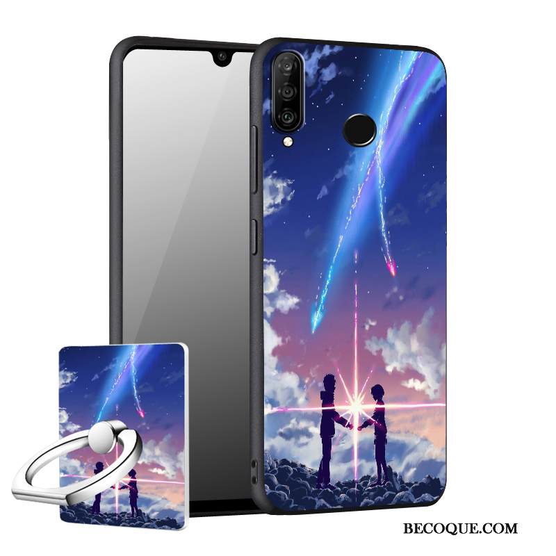 Kuori Huawei P30 Lite Laukut Sininen Puhelimen Kuoret, Kotelo Huawei P30 Lite Suojaus Murtumaton Pesty Suede