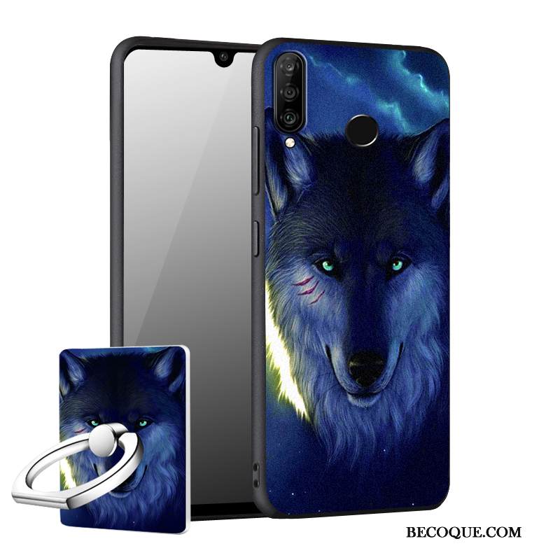 Kuori Huawei P30 Lite Laukut Sininen Puhelimen Kuoret, Kotelo Huawei P30 Lite Suojaus Murtumaton Pesty Suede
