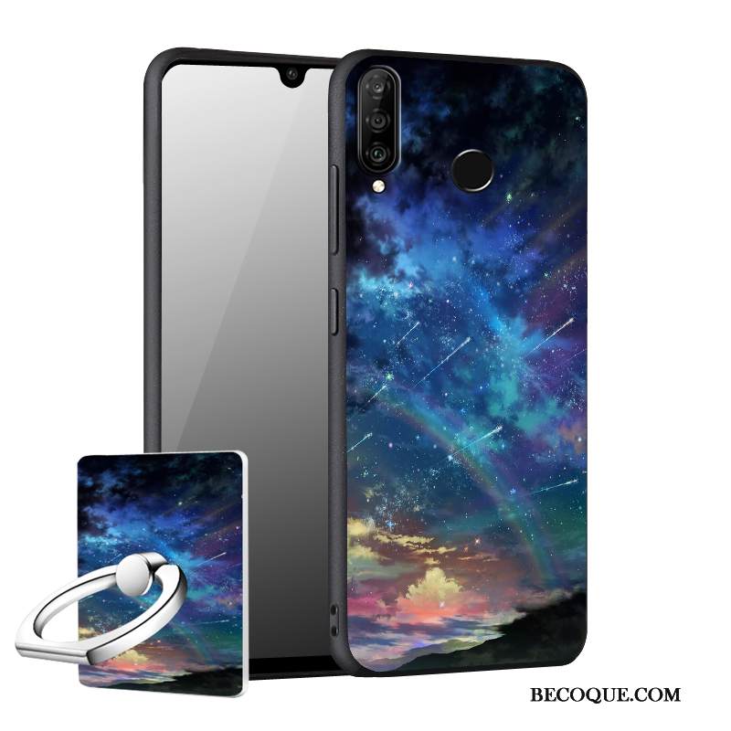 Kuori Huawei P30 Lite Laukut Sininen Puhelimen Kuoret, Kotelo Huawei P30 Lite Suojaus Murtumaton Pesty Suede