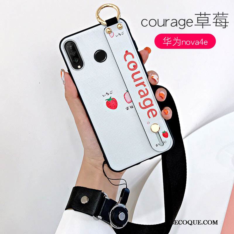 Kuori Huawei P30 Lite Silikoni Ripustettava Kaula Ihana, Kotelo Huawei P30 Lite Laukut Puhelimen Kuoret Mansikka