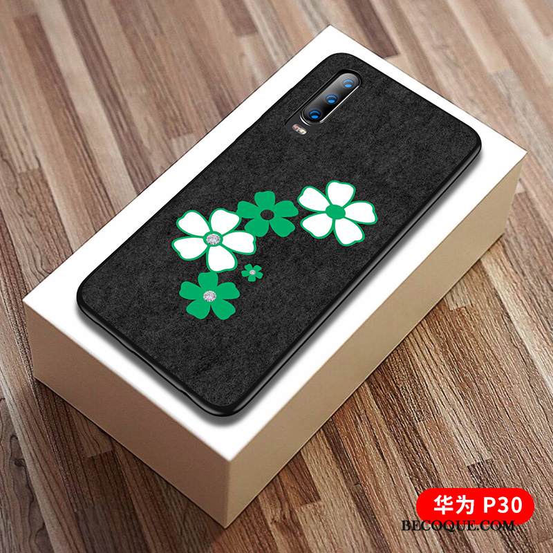 Kuori Huawei P30 Nahka Kukkakuvio Liiketoiminta, Kotelo Huawei P30 Laukut Ultra Murtumaton