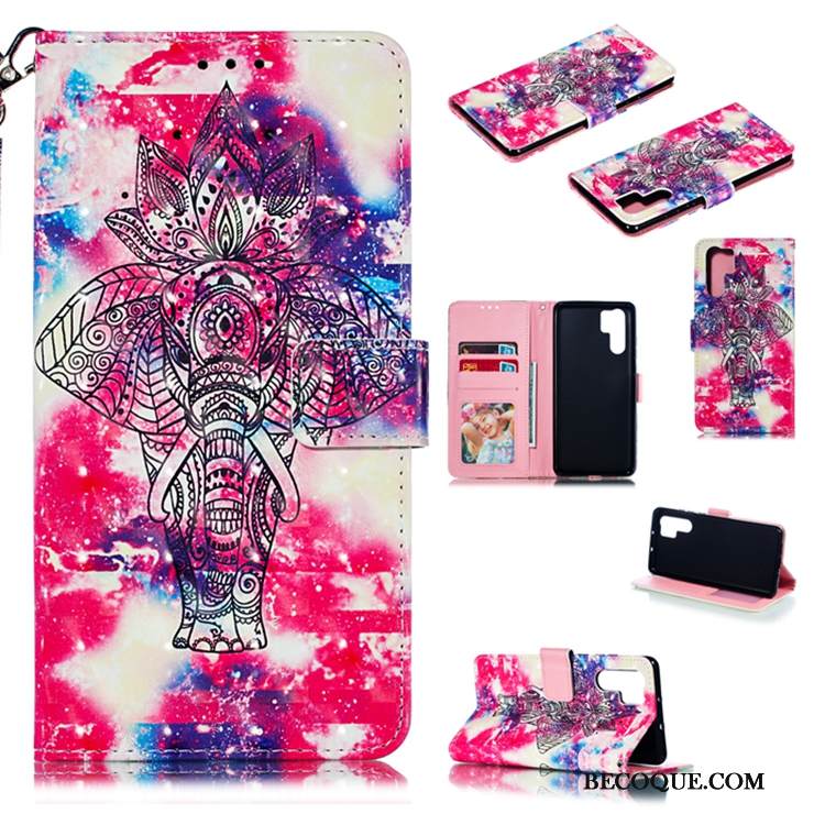 Kuori Huawei P30 Pro Nahka Kortti Murtumaton, Kotelo Huawei P30 Pro Luova Puhelimen Kuoret Musta