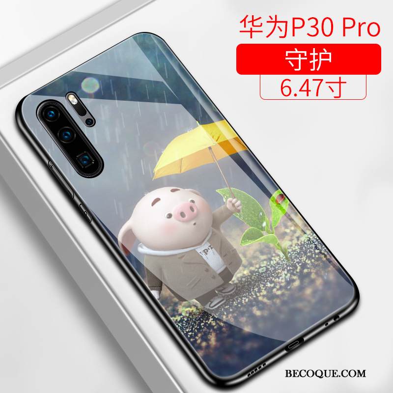 Kuori Huawei P30 Pro Silikoni Kova Trendi, Kotelo Huawei P30 Pro Suojaus Lasi Ihana