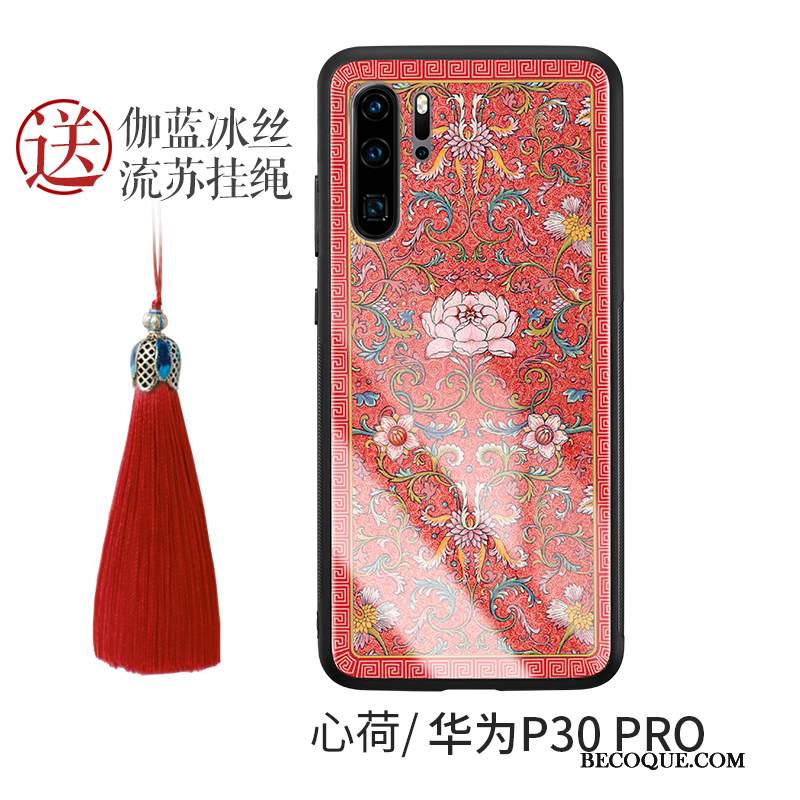Kuori Huawei P30 Pro Silikoni Murtumaton Punainen, Kotelo Huawei P30 Pro Laukut Lasi Puhelimen Kuoret