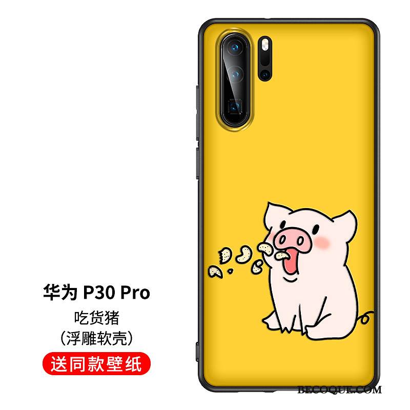 Kuori Huawei P30 Pro Silikoni Persoonallisuus Keltainen, Kotelo Huawei P30 Pro Luova Ohut Rakastunut