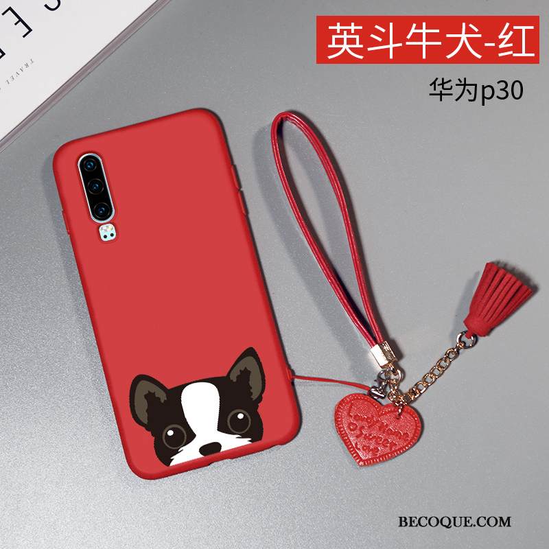 Kuori Huawei P30 Silikoni Pesty Suede Ihana, Kotelo Huawei P30 Pehmeä Neste Persoonallisuus Punainen