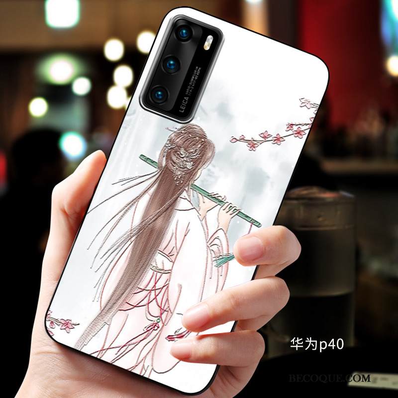 Kuori Huawei P40 Kohokuviointi Puhelimen Kuoret Sininen, Kotelo Huawei P40 Pehmeä Neste