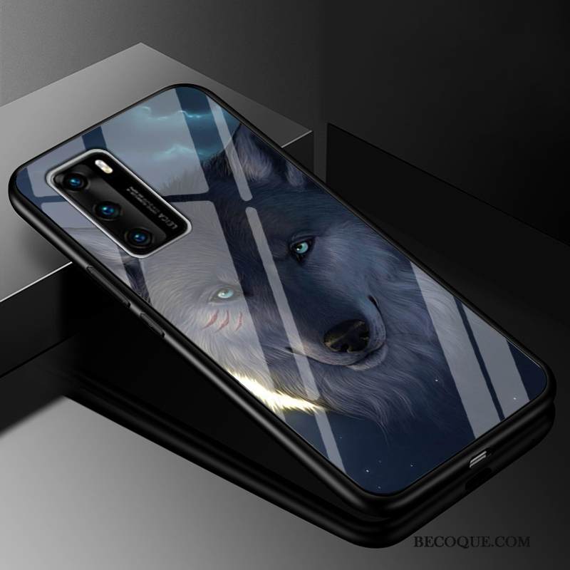 Kuori Huawei P40 Laukut Persoonallisuus Lasi, Kotelo Huawei P40 Suojaus Net Red Musta