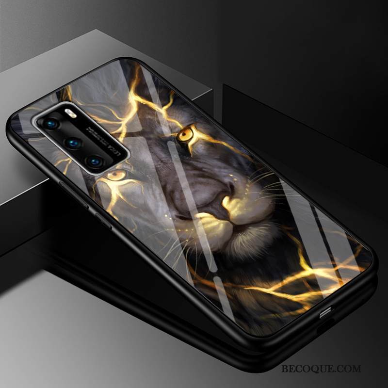 Kuori Huawei P40 Laukut Persoonallisuus Lasi, Kotelo Huawei P40 Suojaus Net Red Musta