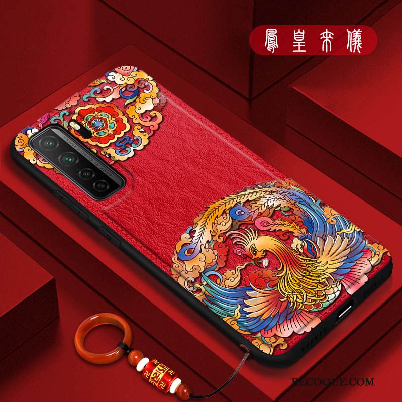 Kuori Huawei P40 Lite 5g Suojaus Persoonallisuus Valkoinen, Kotelo Huawei P40 Lite 5g Kohokuviointi Kiinalainen Tyyli Kukkakuvio