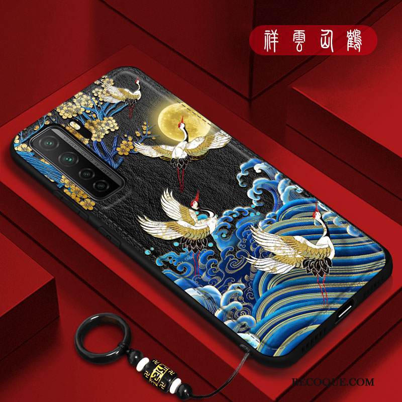 Kuori Huawei P40 Lite 5g Suojaus Persoonallisuus Valkoinen, Kotelo Huawei P40 Lite 5g Kohokuviointi Kiinalainen Tyyli Kukkakuvio