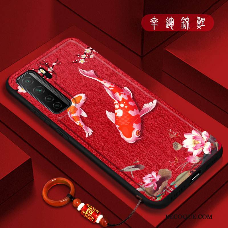 Kuori Huawei P40 Lite 5g Suojaus Persoonallisuus Valkoinen, Kotelo Huawei P40 Lite 5g Kohokuviointi Kiinalainen Tyyli Kukkakuvio