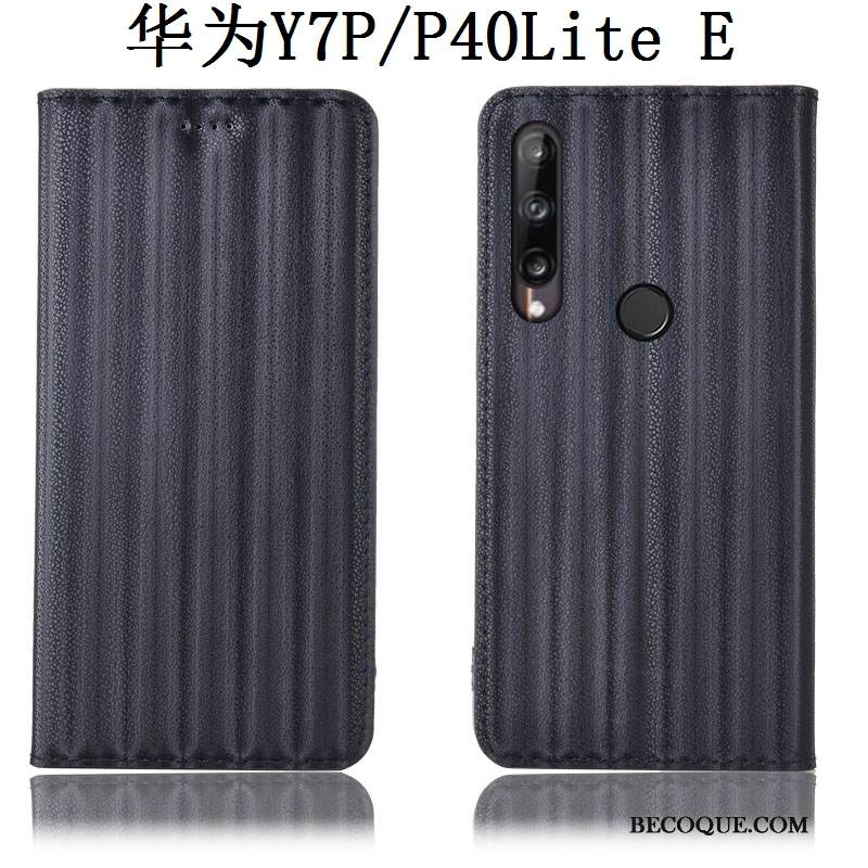 Kuori Huawei P40 Lite E Nahka Musta Puhelimen Kuoret, Kotelo Huawei P40 Lite E Suojaus Murtumaton Kaltevuus