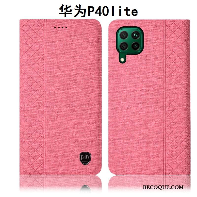 Kuori Huawei P40 Lite Laukut Murtumaton Puhelimen Kuoret, Kotelo Huawei P40 Lite Nahka Pellava Harmaa