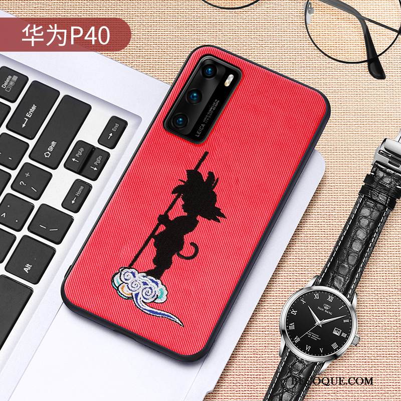 Kuori Huawei P40 Luova Musta Murtumaton, Kotelo Huawei P40 Laukut Kukkakuvio Persoonallisuus