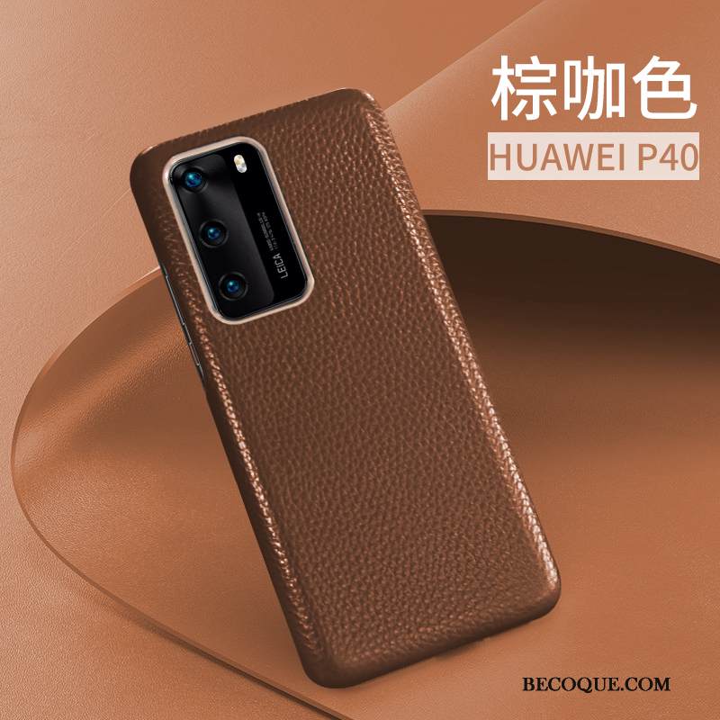 Kuori Huawei P40 Nahka Lehmä Liiketoiminta, Kotelo Huawei P40 Laukut Murtumaton Ohut