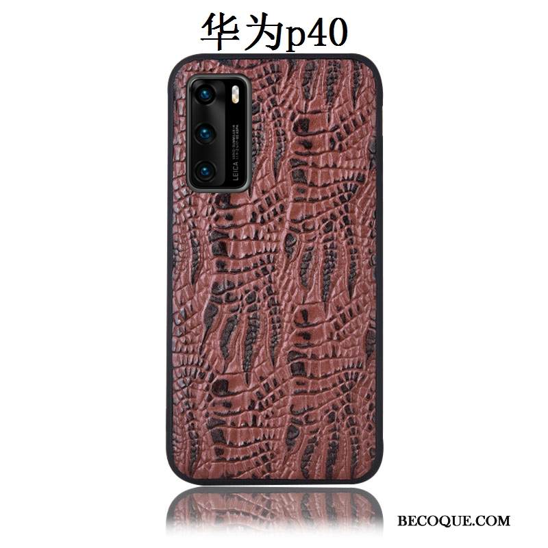Kuori Huawei P40 Nahka Takakansi Krokotiili, Kotelo Huawei P40 Laukut Puhelimen Kuoret Murtumaton
