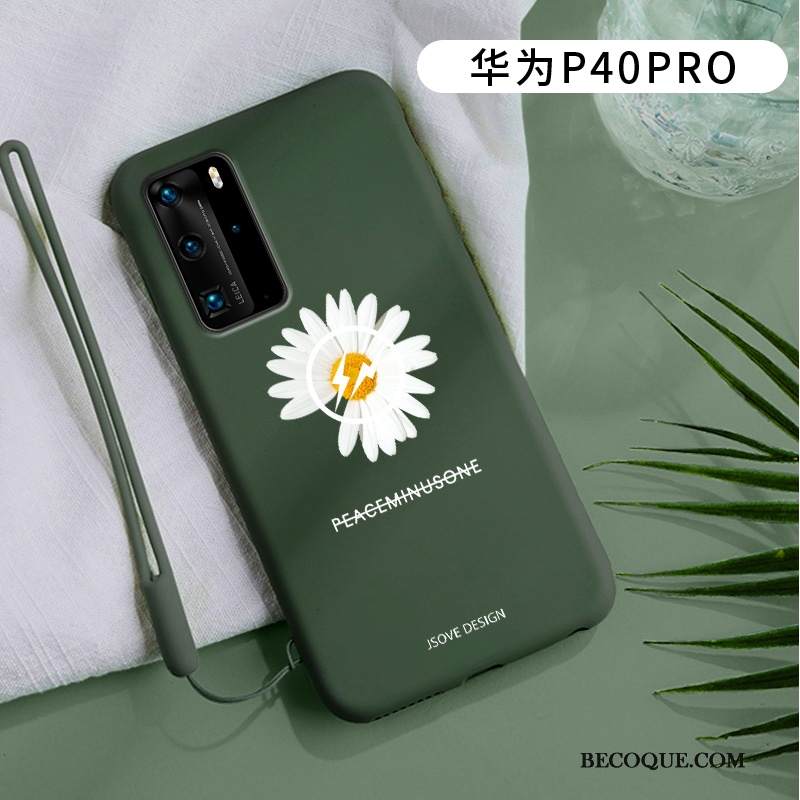 Kuori Huawei P40 Pro Laukut Kustannukset Vihreä, Kotelo Huawei P40 Pro Pehmeä Neste Tuuli Päivänkakkara