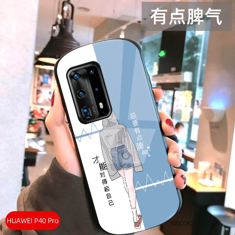 Kuori Huawei P40 Pro Laukut Lasi Eurooppa, Kotelo Huawei P40 Pro Suojaus Kova Murtumaton