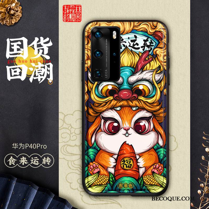 Kuori Huawei P40 Pro Monivärinen Kiinalainen Tyyli Puhelimen Kuoret, Kotelo Huawei P40 Pro Nahka Persoonallisuus Kukkakuvio