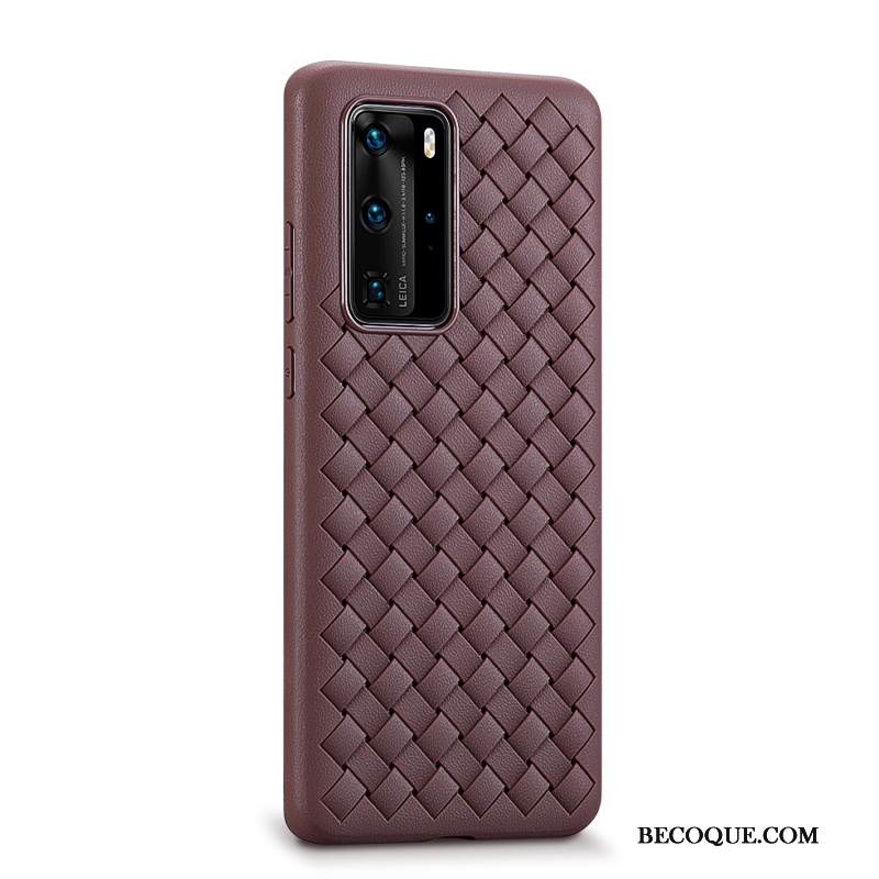 Kuori Huawei P40 Pro Nahka Persoonallisuus Kukkakuvio, Kotelo Huawei P40 Pro Pehmeä Neste Kudonta Puhelimen Kuoret